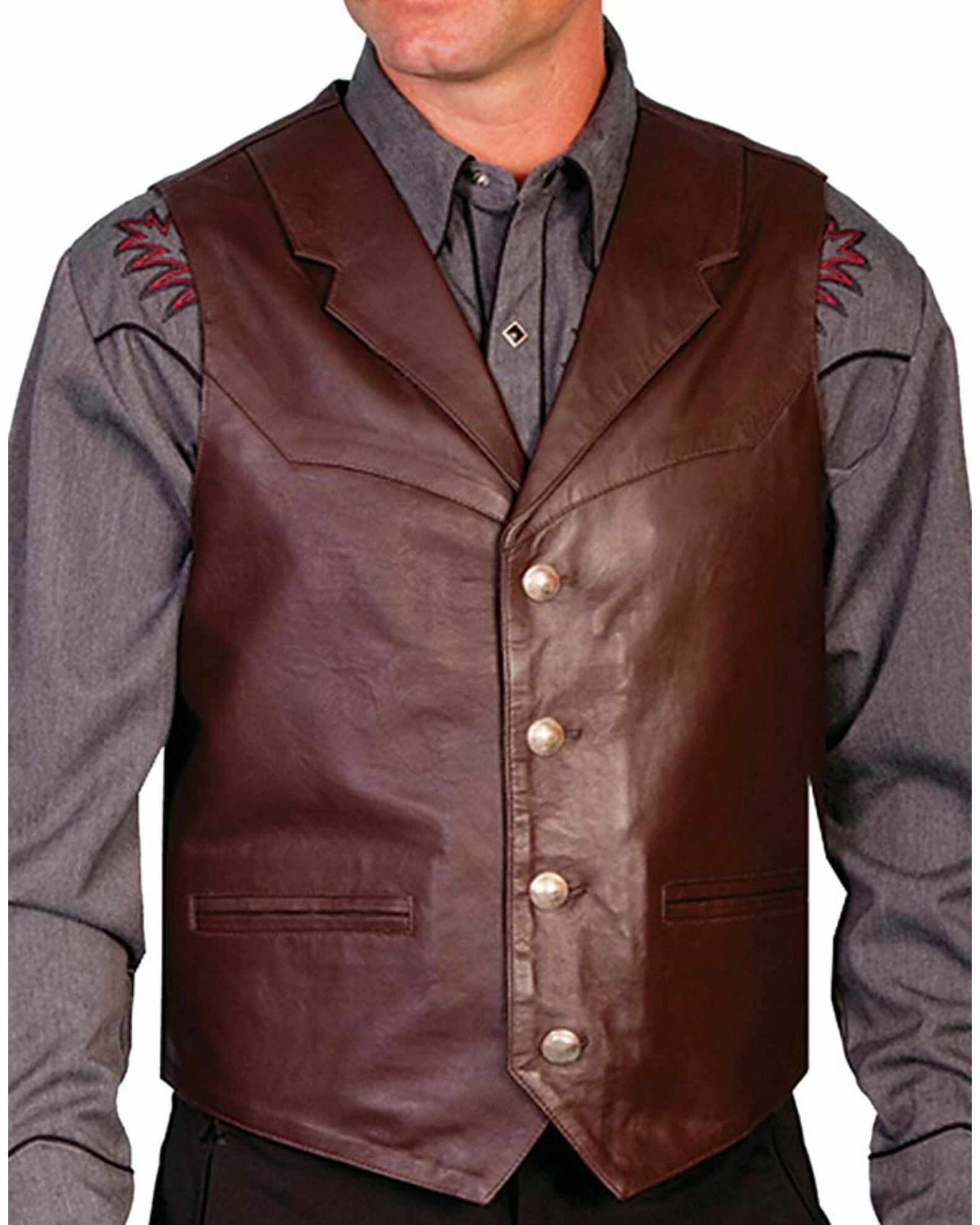Scully Men's Lambskin Lapel Vest - Big Brown 3 Scully Men's Lambskin Lapel Vest - Big Brown