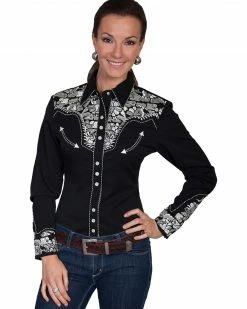 Scully Women's Silver Western Embroidered Shirt