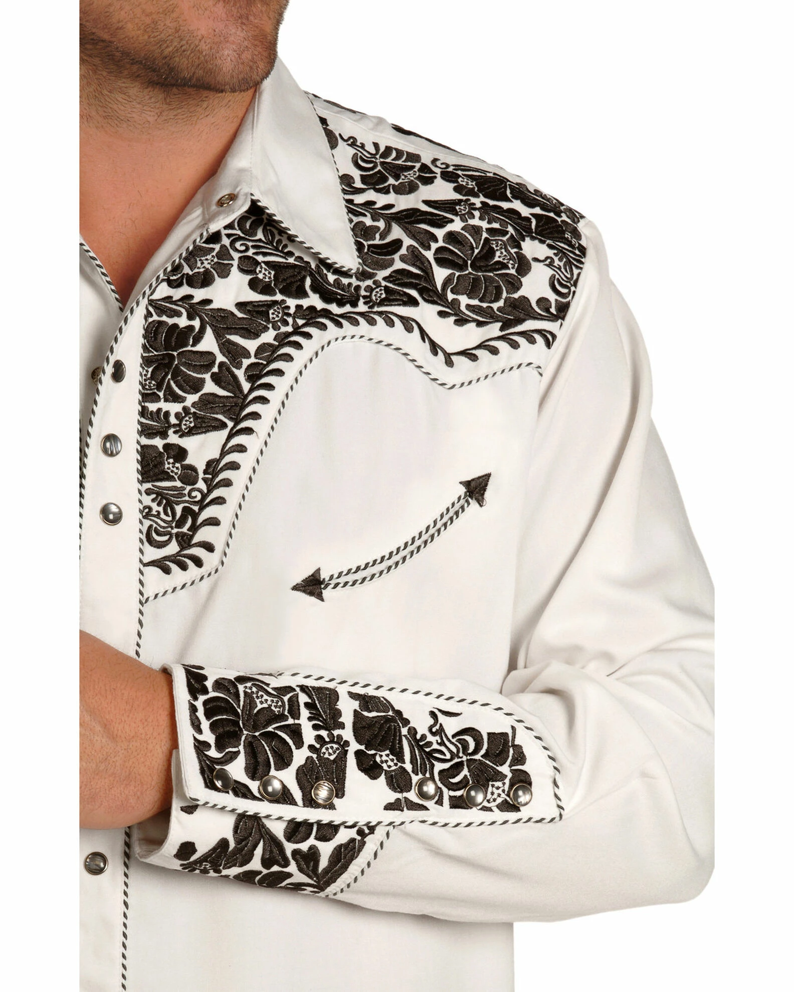 Scully Men's Pewter Embroidered Gunfighter Shirt Steel 4 Scully Men's Pewter Embroidered Gunfighter Shirt Steel - Image 2