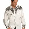 Scully Men's Pewter Embroidered Gunfighter Shirt Steel -Scully Shop 2000245295 060 P1