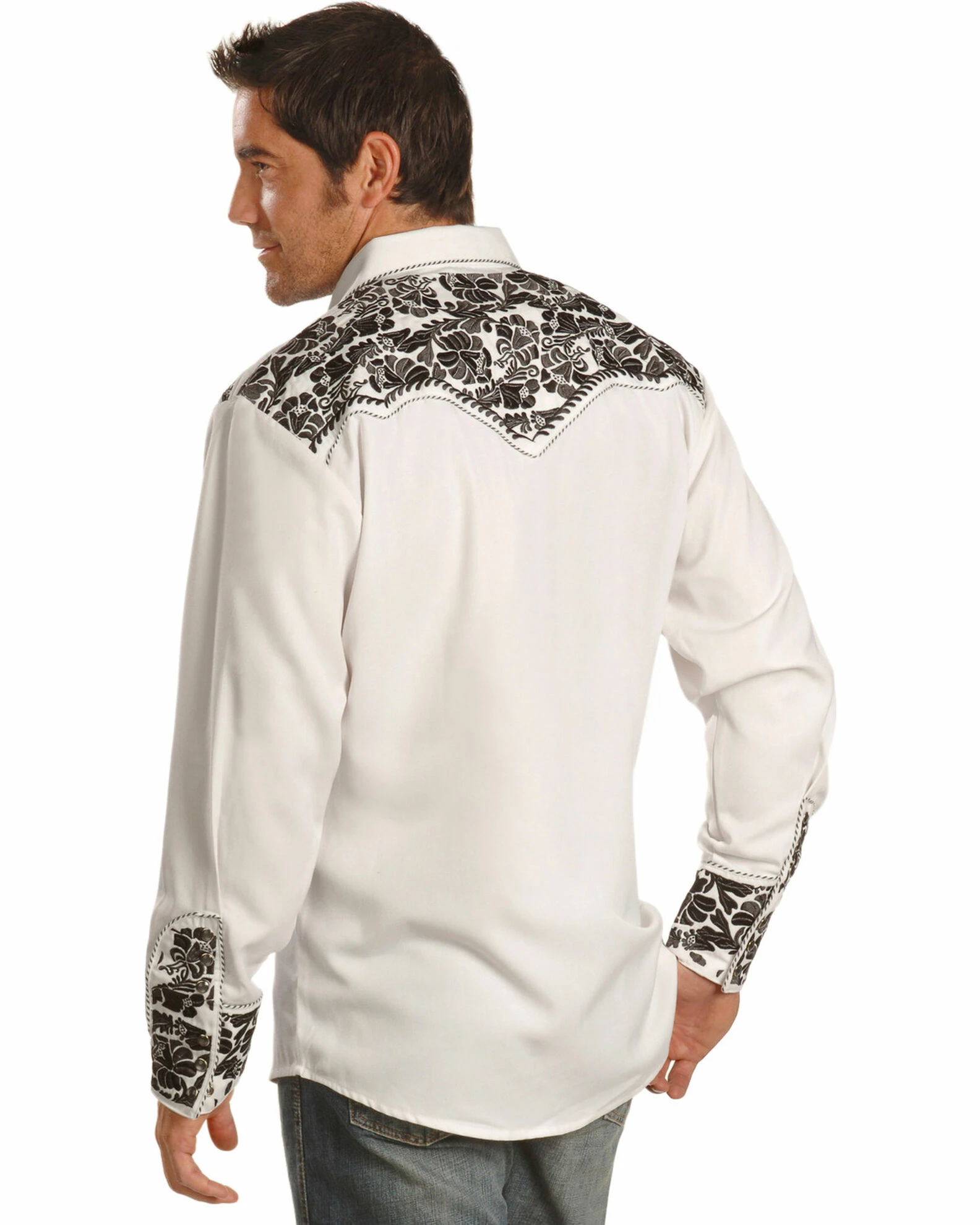 Scully Men's Pewter Embroidered Gunfighter Shirt Steel 5 Scully Men's Pewter Embroidered Gunfighter Shirt Steel - Image 3