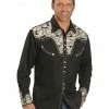 Scully Men's Silver Embroidered Gunfighter Long Sleeve Western Shirt 2 Scully Men's Silver Embroidered Gunfighter Long Sleeve Western Shirt -Scully Shop 2000245296 040 P1