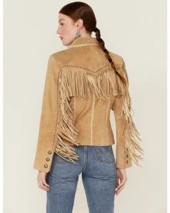 Scully Women's Suede Snap Fringe Jacket  Tan -Scully Shop 2000280470 220 P4