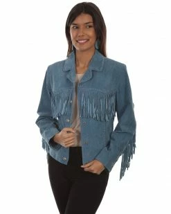 Scully Women's Suede Snap Fringe Jacket  Tan -Scully Shop 2000280470 400 P1