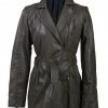 Leatherwear By Scully Women's Olive Belted Thigh Length Coat