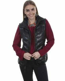 Leatherwear By Scully Women's Quilted Leather Vest Cognac