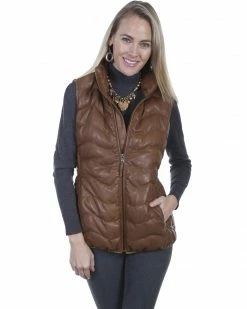 Leatherwear By Scully Women's Quilted Leather Vest Cognac 8 Leatherwear By Scully Women's Quilted Leather Vest Cognac -Scully Shop 2000280526 235 P1