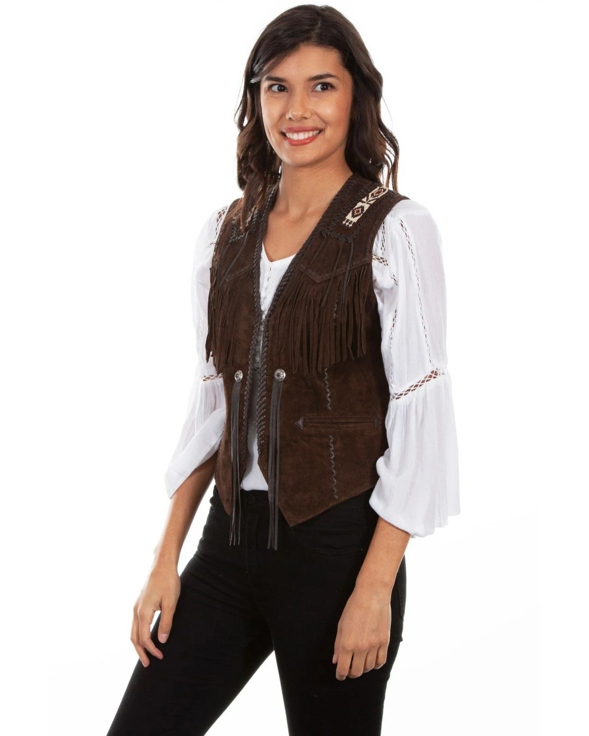 Leatherwear By Scully Women's Boar Suede Beaded Fringe Vest Tan 8 Leatherwear By Scully Women's Boar Suede Beaded Fringe Vest Tan - Image 6
