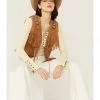 Leatherwear By Scully Women's Boar Suede Beaded Fringe Vest Tan -Scully Shop 2000280538 280 P1