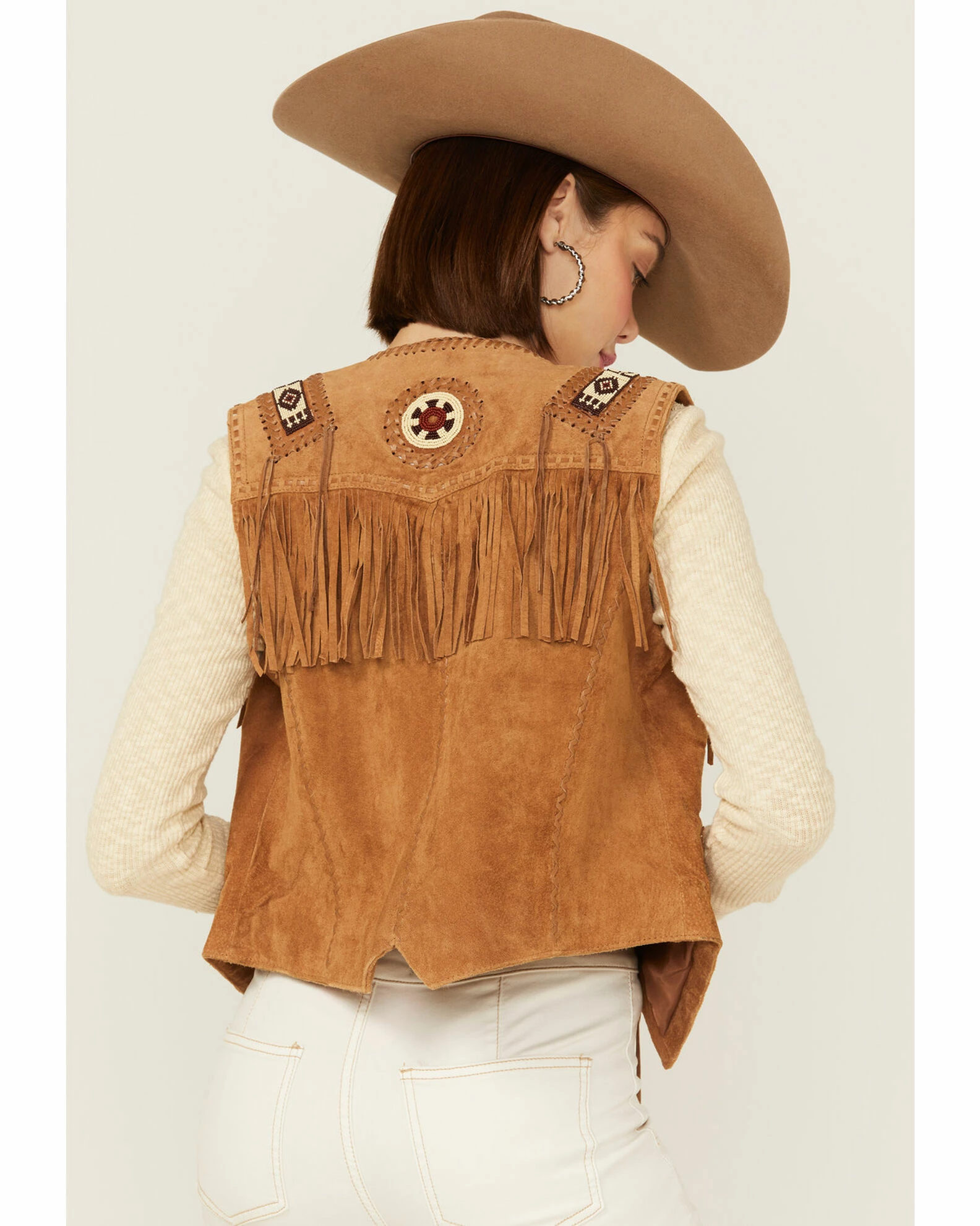 Leatherwear By Scully Women's Boar Suede Beaded Fringe Vest Tan 5 Leatherwear By Scully Women's Boar Suede Beaded Fringe Vest Tan - Image 3