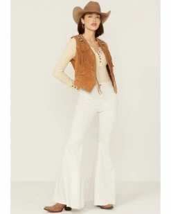Leatherwear By Scully Women's Boar Suede Beaded Fringe Vest Tan 11 Leatherwear By Scully Women's Boar Suede Beaded Fringe Vest Tan -Scully Shop 2000280538 280 P4