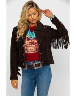 Scully Women's Boar Suede Beaded Fringe Jacket Brown -Scully Shop 2000280540 200 P3