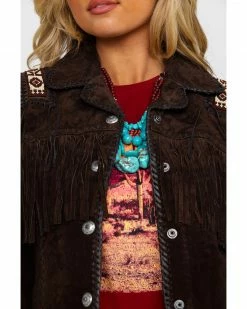 Scully Women's Boar Suede Beaded Fringe Jacket Brown -Scully Shop 2000280540 200 P4