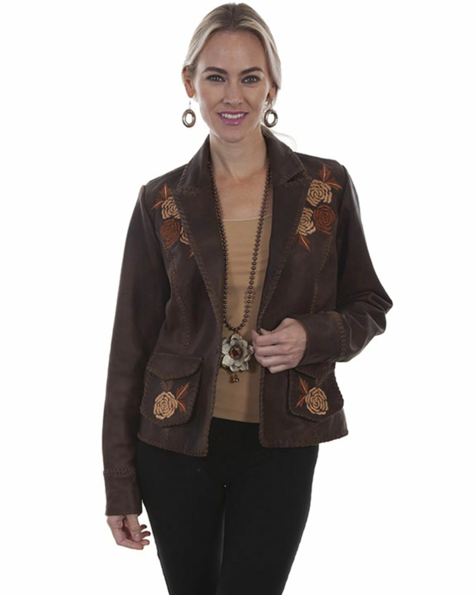 Leatherwear By Scully Women's Old Brown Leather Blazer 3 Leatherwear By Scully Women's Old Brown Leather Blazer