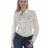Western Scully Women's Cream Horseshoe Long Sleeve Western Shirt 1 Western Scully Women's Cream Horseshoe Long Sleeve Western Shirt -Scully Shop 2000281277 110 P1