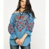 Honey Creek By Scully Women's Avalanche Peasant Blouse Blue 2 Honey Creek By Scully Women's Avalanche Peasant Blouse Blue -Scully Shop 2000281312 400 P1