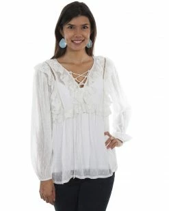 Alternative view of Honey Creek By Scully Women's Ivory Swiss Dot Ruffle Blouse 