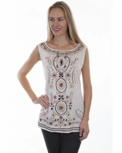 Honey Creek By Scully Women's Ivory Embroidered Tank Top -Scully Shop 2000281354 103 P1 1
