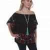 Honey Creek By Scully Women's Embroidered Cold Shoulder Blouse Black 1 Honey Creek By Scully Women's Embroidered Cold Shoulder Blouse Black -Scully Shop 2000281355 001 P1