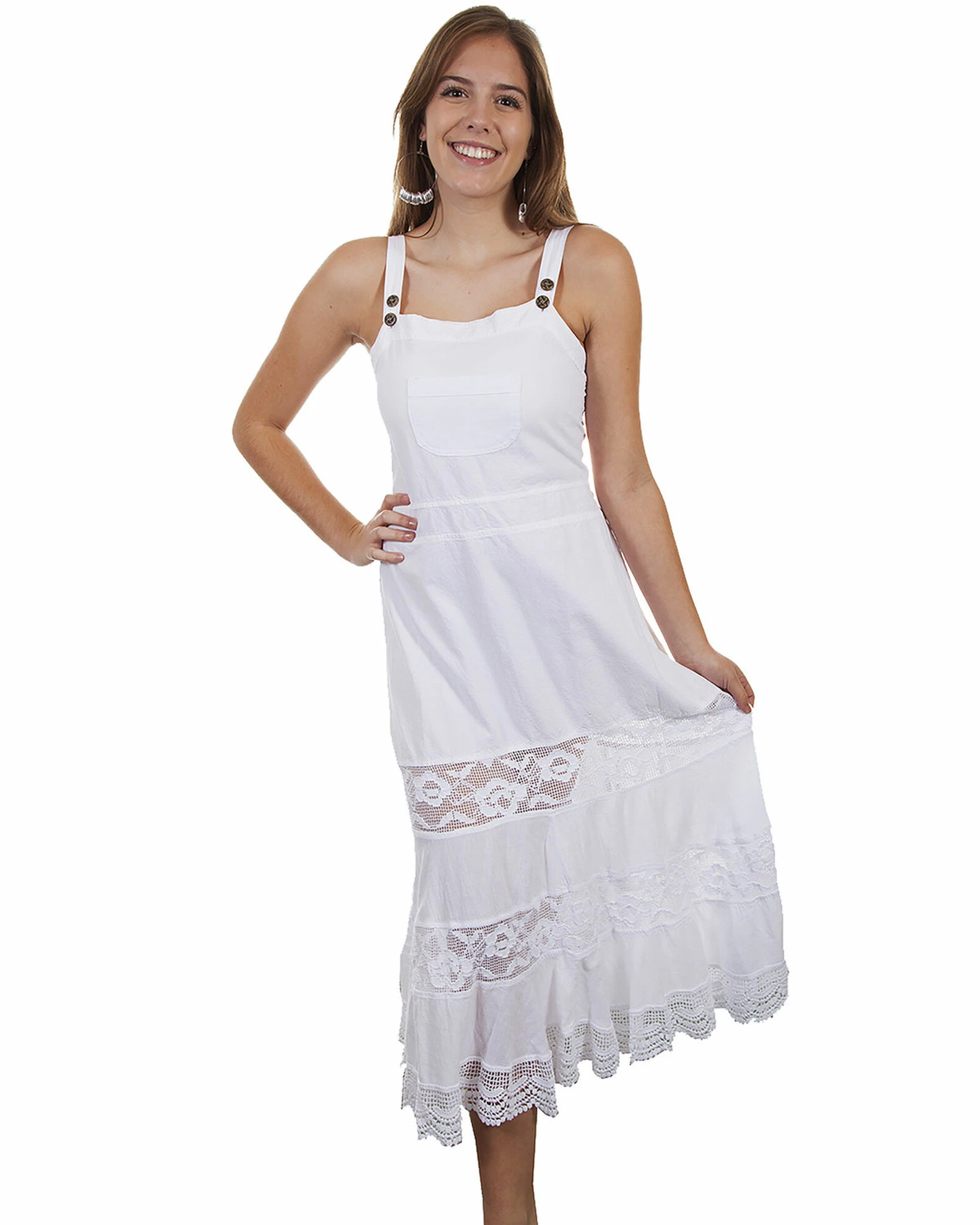 Cantina By Scully Women's White Front Pocket Maxi Dress 3 Cantina By Scully Women's White Front Pocket Maxi Dress