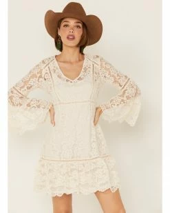 Honey Creek By Scully Women's Lace Crochet Long Sleeve Dress Ivory 11 Honey Creek By Scully Women's Lace Crochet Long Sleeve Dress Ivory -Scully Shop 2000282805 103 P1 1