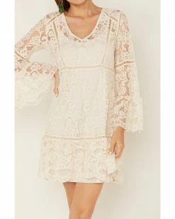 Honey Creek By Scully Women's Lace Crochet Long Sleeve Dress Ivory 9 Honey Creek By Scully Women's Lace Crochet Long Sleeve Dress Ivory -Scully Shop 2000282805 103 P3
