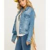Honey Creek By Scully Women's Colorful Fringe Denim Jacket Blue