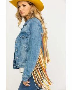 Honey Creek By Scully Women's Colorful Fringe Denim Jacket Blue 11 Honey Creek By Scully Women's Colorful Fringe Denim Jacket Blue -Scully Shop 2000284397 400 P3