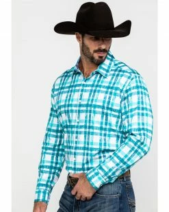 Scully Signature Soft Series Men's Green Large Plaid Long Sleeve Western Shirt  -Scully Shop 2000286280 300 P3