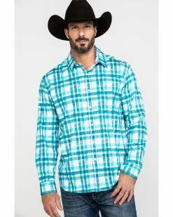 Scully Signature Soft Series Men's Green Large Plaid Long Sleeve Western Shirt  -Scully Shop 2000286280 300 P5