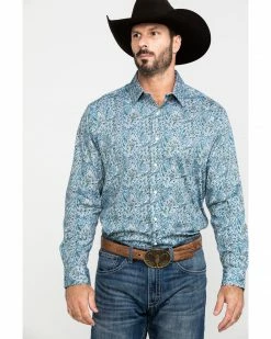 Scully Signature Soft Series Men's Turquoise Paisley Print Long Sleeve Western Shirt   -Scully Shop 2000286281 440 P1 1