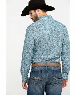 Scully Signature Soft Series Men's Turquoise Paisley Print Long Sleeve Western Shirt   -Scully Shop 2000286281 440 P2