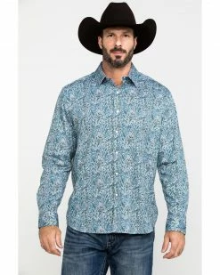 Scully Signature Soft Series Men's Turquoise Paisley Print Long Sleeve Western Shirt   -Scully Shop 2000286281 440 P5