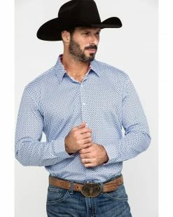 Scully Signature Soft Series Men's X Geo Print Long Sleeve Western Shirt Blue 15 Scully Signature Soft Series Men's X Geo Print Long Sleeve Western Shirt Blue -Scully Shop 2000286284 400 P1 1
