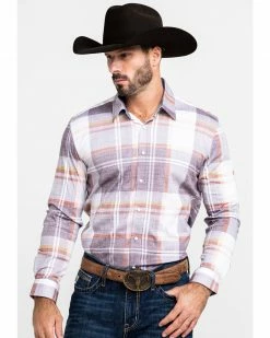 Scully Signature Soft Series Men's Large Plaid Snap Long Sleeve Western Shirt  Brown