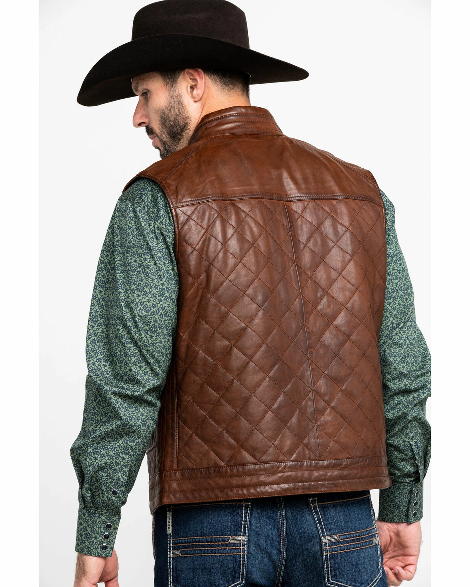 Scully Leatherwear Men's Quilted Leather Vest Brown 4 Scully Leatherwear Men's Quilted Leather Vest Brown - Image 2
