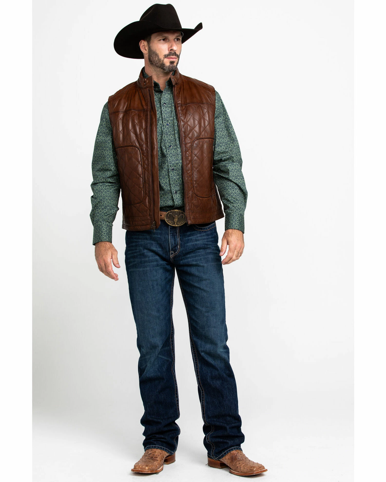 Scully Leatherwear Men's Quilted Leather Vest Brown 8 Scully Leatherwear Men's Quilted Leather Vest Brown - Image 6