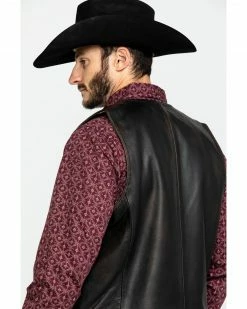 Scully Leatherwear Men's Leather Buck Stitch Vest  Brown -Scully Shop 2000286651 200 P5