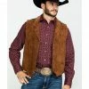 Scully Leatherwear Men's Southwestern Knit Back Suede Vest  Brown -Scully Shop 2000286657 200 P1