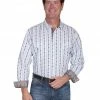 Scully Men's White Skull Stripe Print Long Sleeve Western Shirt 1 Scully Men's White Skull Stripe Print Long Sleeve Western Shirt -Scully Shop 2000297235 100 P1