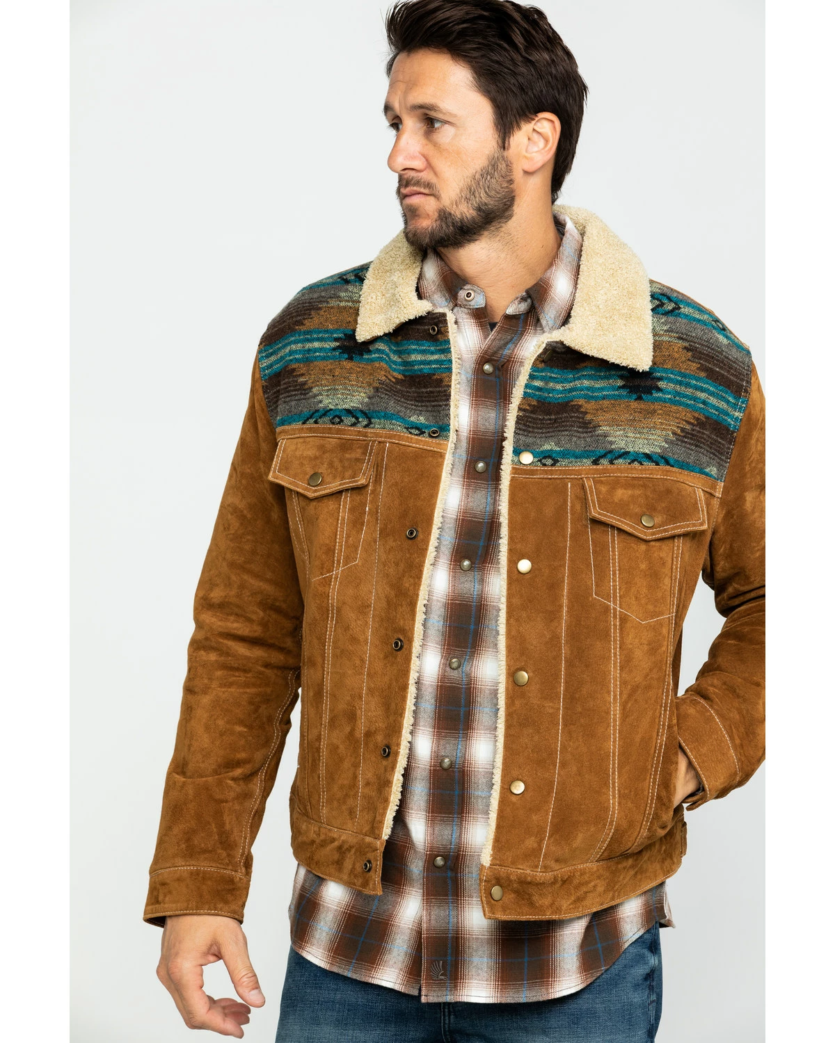 Scully Men's Cafe Brown Boar Suede Jean Jacket - Big 9 Scully Men's Cafe Brown Boar Suede Jean Jacket - Big - Image 7