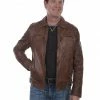 Scully Leatherwear Men's Brown Washed Lamb Leather Jacket 2 Scully Leatherwear Men's Brown Washed Lamb Leather Jacket -Scully Shop 2000297266 200 P1