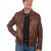 Scully Leatherwear Men's Brown Washed Lamb Leather Jacket - Big  -Scully Shop 2000297267 200 P1