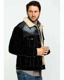 Scully Men's Black Boar Suede Jean Jacket  -Scully Shop 2000297272 001 P3