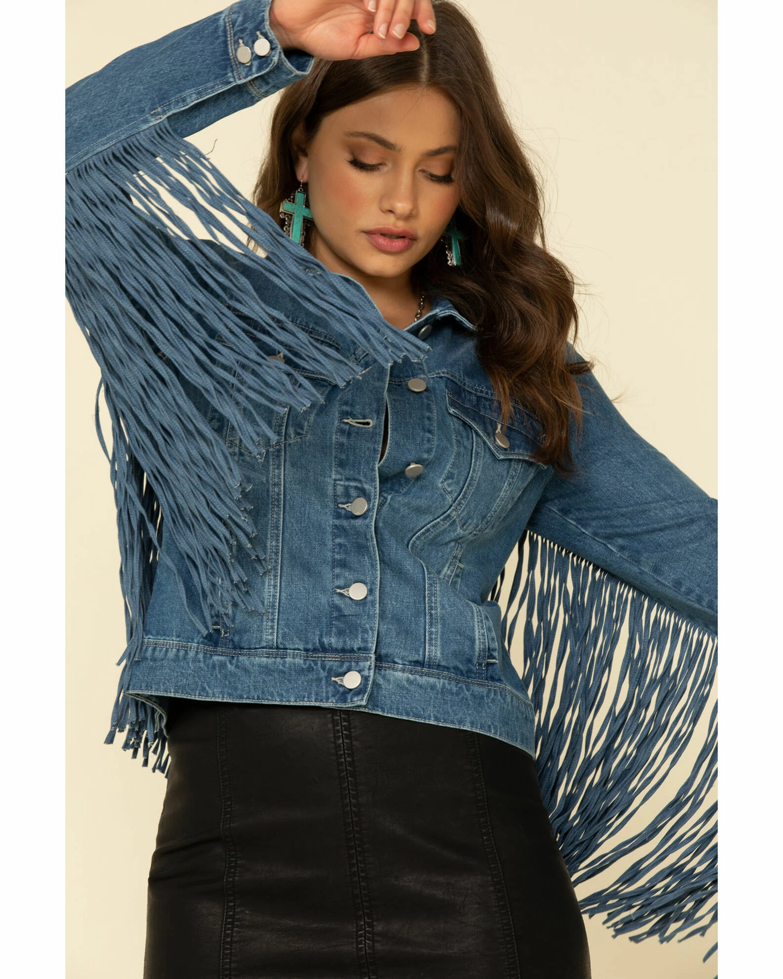 Honey Creek By Scully Women's Denim Fringe Twist Jacket Blue 4 Honey Creek By Scully Women's Denim Fringe Twist Jacket Blue - Image 2