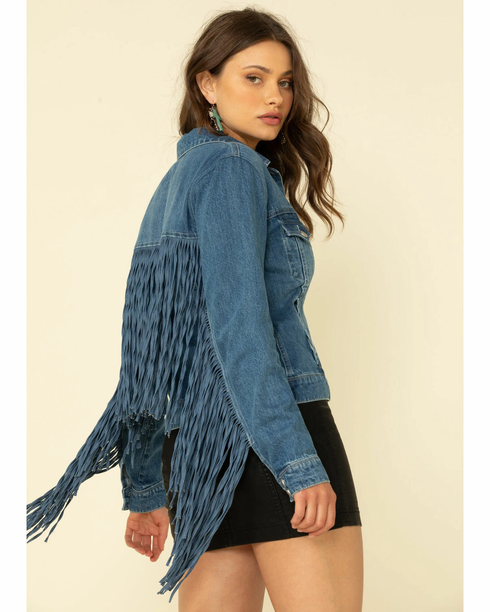 Honey Creek By Scully Women's Denim Fringe Twist Jacket Blue 6 Honey Creek By Scully Women's Denim Fringe Twist Jacket Blue - Image 4