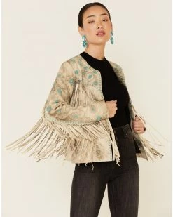 Scully Women's Vintage Cream Fringe Jacket  White