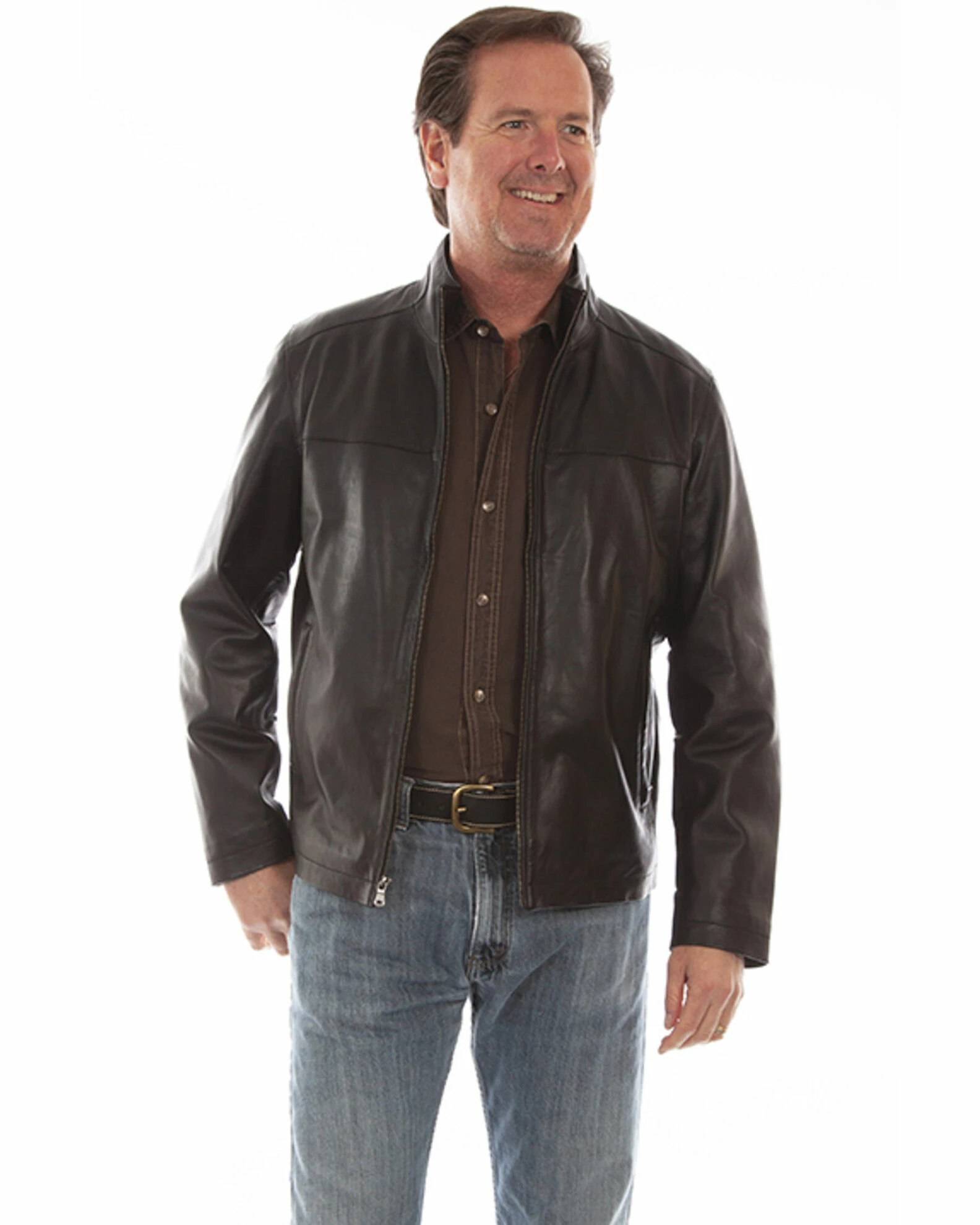 Scully Men's Black Lamb Leather Zip Front Jacket 3 Scully Men's Black Lamb Leather Zip Front Jacket