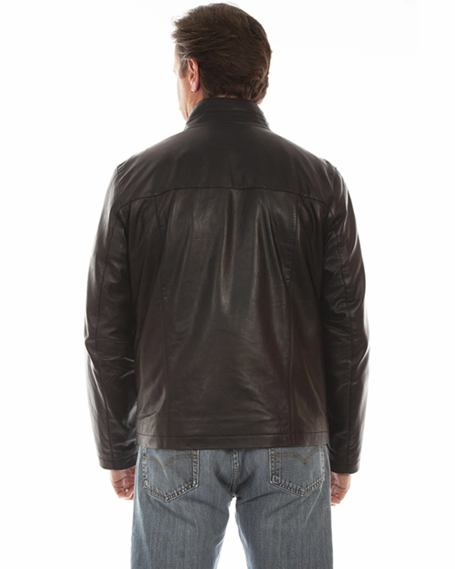 Scully Men's Black Lamb Leather Zip Front Jacket 4 Scully Men's Black Lamb Leather Zip Front Jacket - Image 2