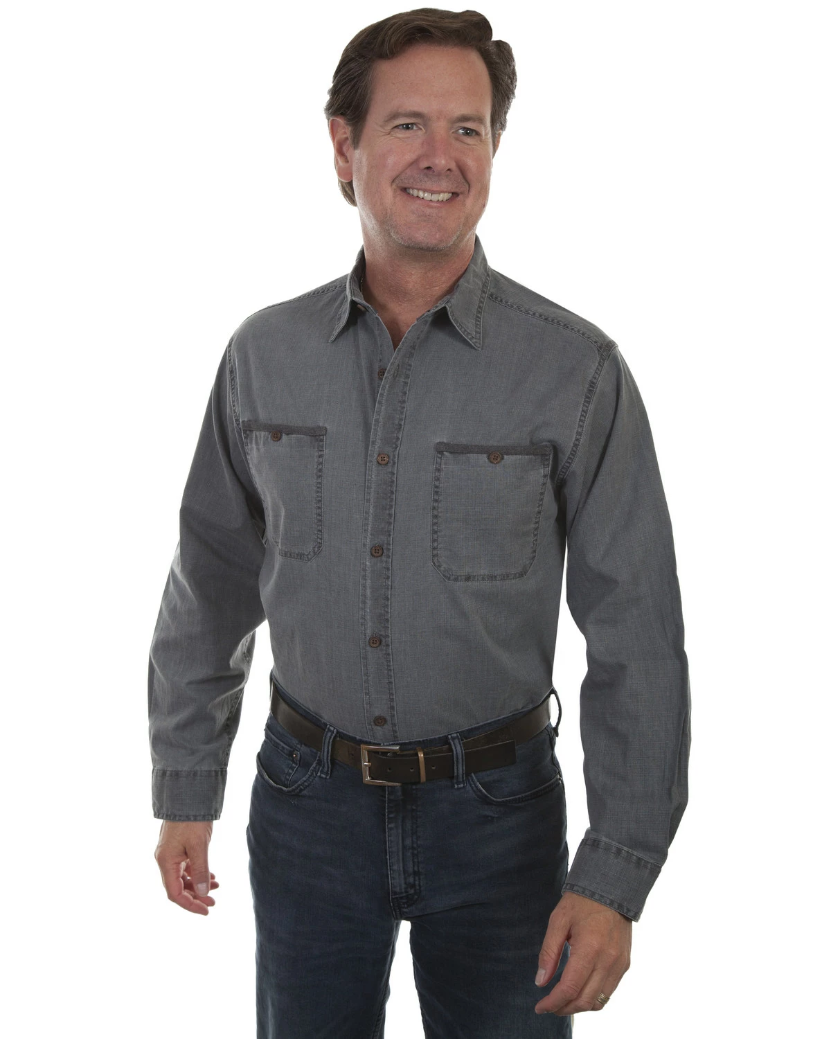 Scully Men's Vintage Slub Long Sleeve Shirt Charcoal 6 Scully Men's Vintage Slub Long Sleeve Shirt Charcoal - Image 4